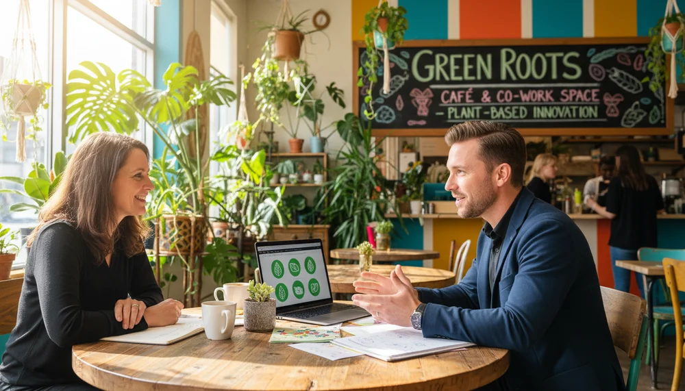 A coach meeting a client over a laptop